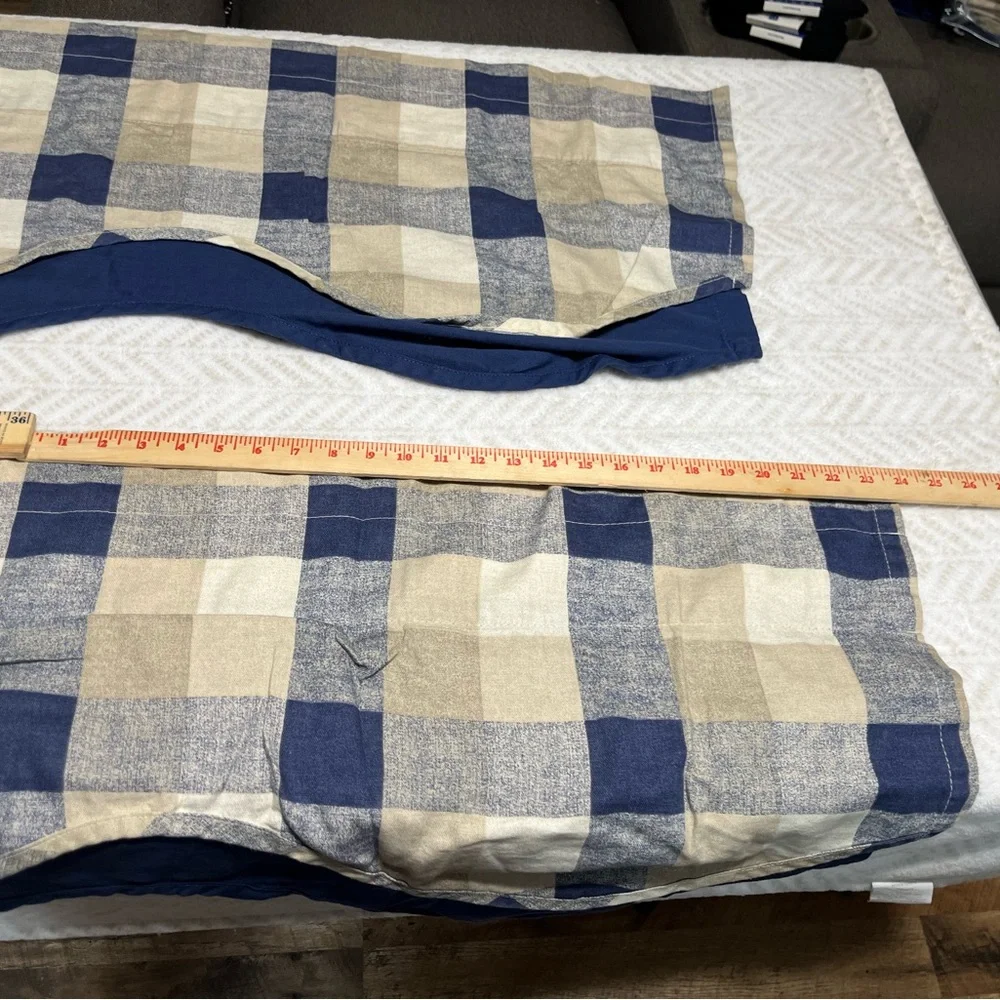 JC Penny Home Blue and Tan Plaid Valances